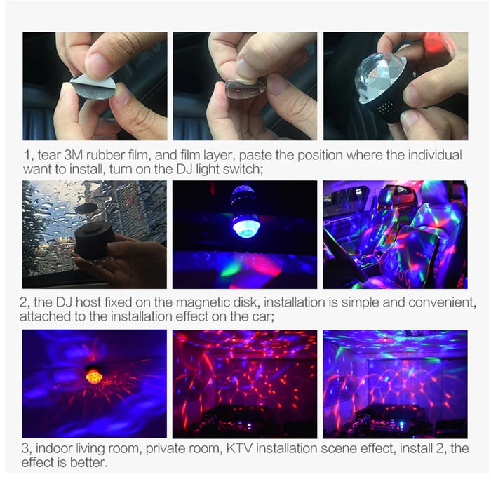Mini Car DJ Light Voice Control LED Atmosphere Lamp USB Powered LED Decorative Light - Closed Light - 7