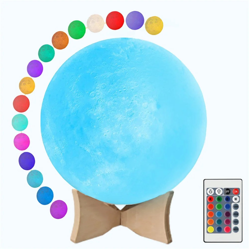 YOUOKLIGHT YK2302 5.9-inch 16 Colors 3D Moon Lamp Light, LED Night Light with Remote Touch Control and Dimming, USB Rechargeable - 1