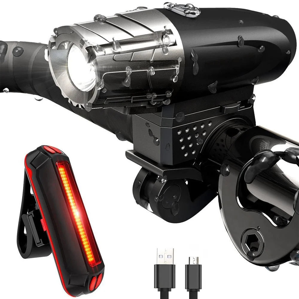 YOUOKLIGHT YK1528 Waterproof Bike Light Set USB Rechargeable Super Bright LED Bicycle Headlight + Tail Light - 1