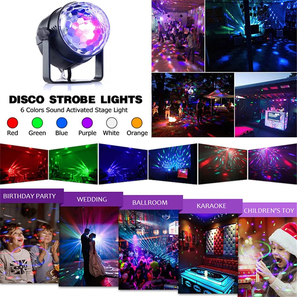 YOUOKLIGHT YK2315 6W Sound Activated Party Lights with Remote Disco Ball Strobe Light for Home Room Dance - EU Plug - 5