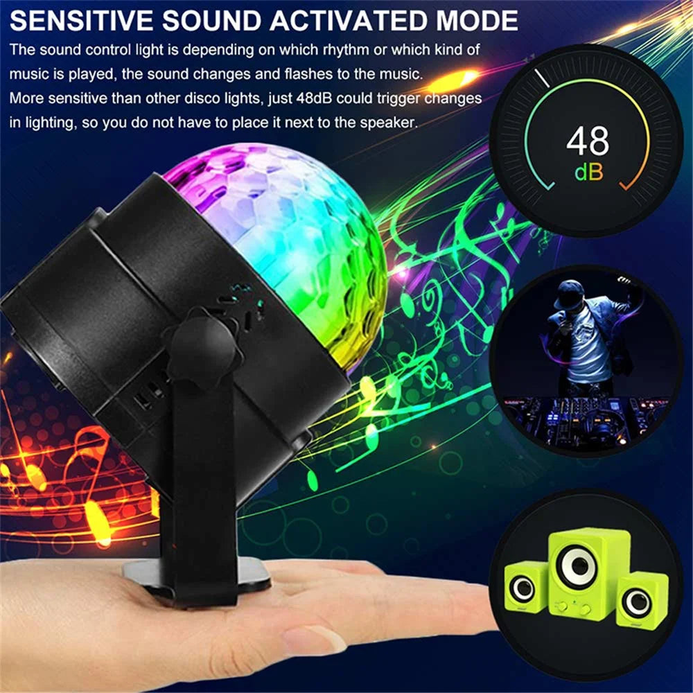 YOUOKLIGHT YK2315 6W Sound Activated Party Lights with Remote Disco Ball Strobe Light for Home Room Dance - EU Plug - 7
