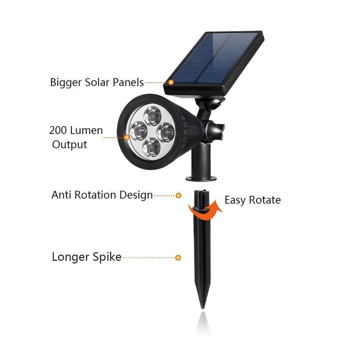 Light Control Solar Wall/Ground Mount LED Spotlight 200LM 6500K Waterproof Lawn Landscape Lamp - White - 7