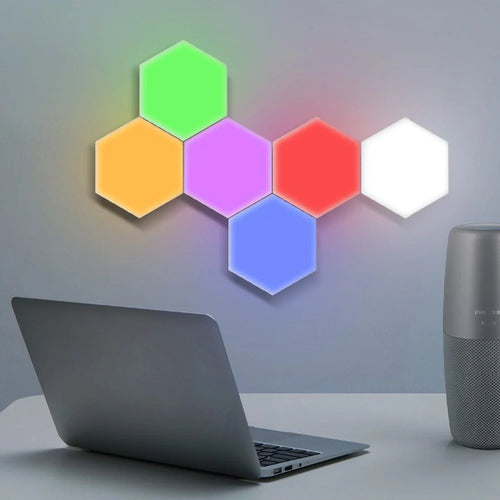 6Pcs/Pack Touch Induction Magnetic Light DIY Honeycomb Modular Wall Lamp Home Decor [Color Edition] - EU Plug - 1