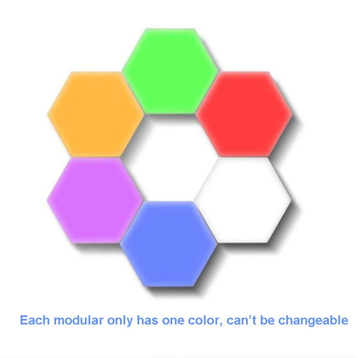 6Pcs/Pack Touch Induction Magnetic Light DIY Honeycomb Modular Wall Lamp Home Decor [Color Edition] - EU Plug - 3