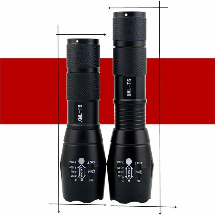 XML-T6 Outdoor Flashlight Torch with Adjustable Focus Zoom, Handheld Flashlight Bright 900 Lumens Pocket Torch - 6