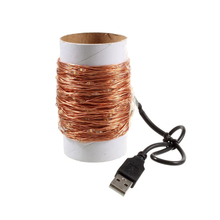 20M 200-LED Warm White Dimmable Copper Wire LED Starry Light with Remote Controller - EU Plug - 6