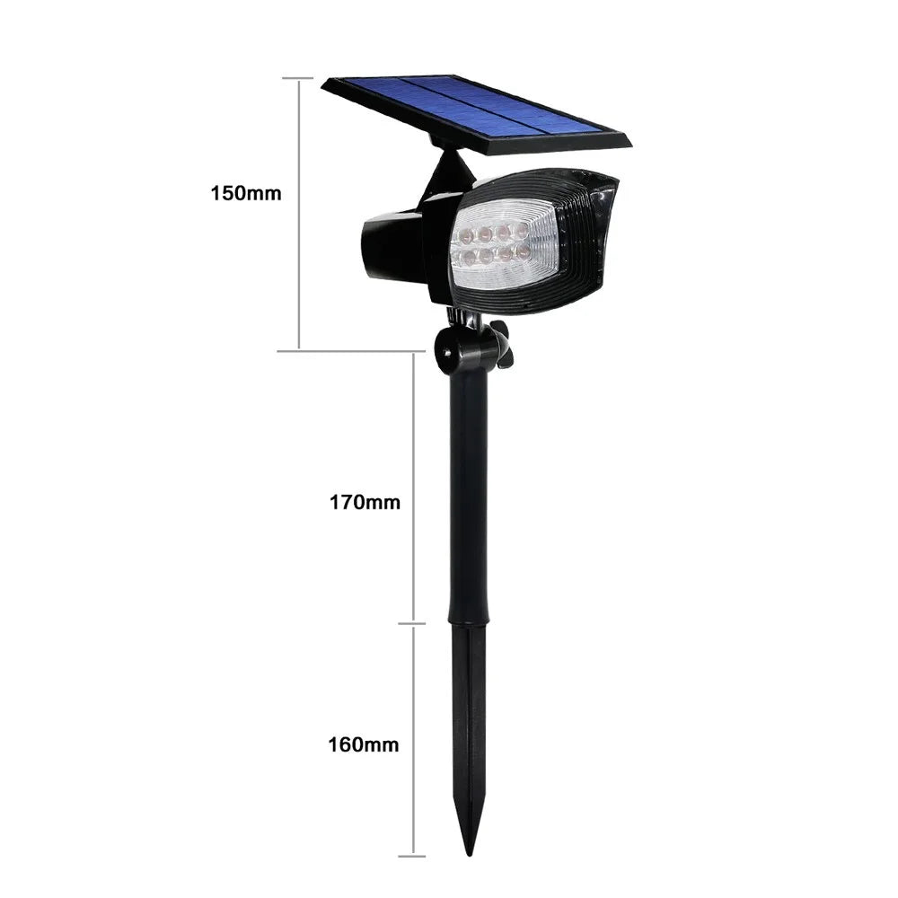 8-LED 400 Lumen Solar Spotlight Outdoor Landscape Light IP44 Waterproof Wall-mount In-ground White Light - 5