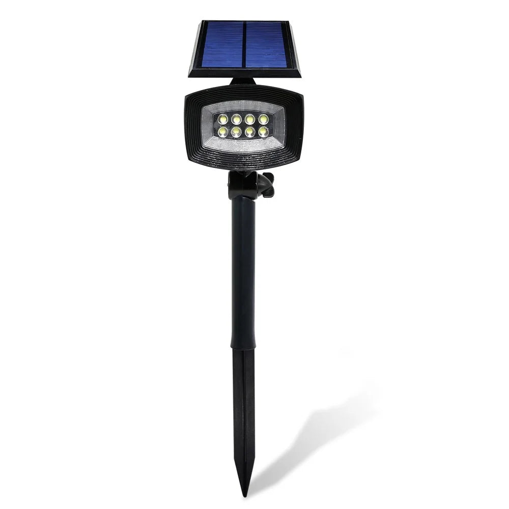 8-LED 400 Lumen Solar Spotlight Outdoor Landscape Light IP44 Waterproof Wall-mount In-ground White Light - 6