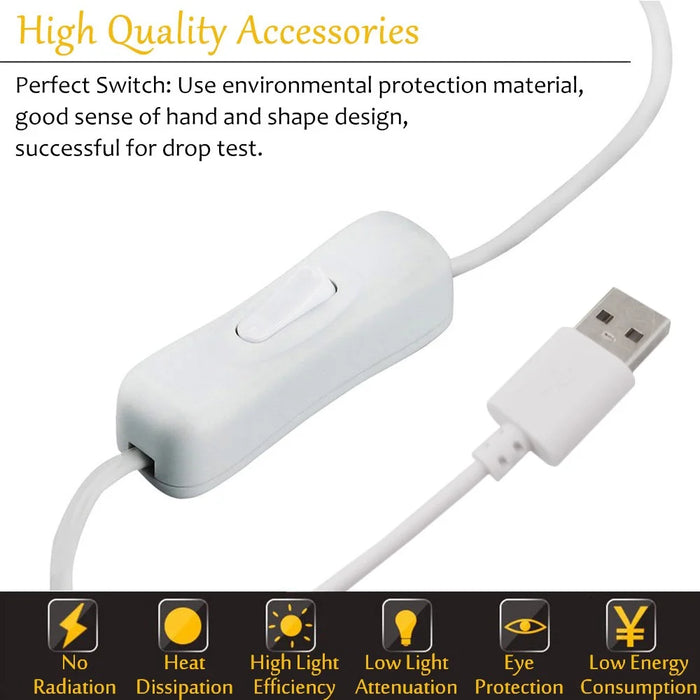 3W 18-LED USB LED Light Bar Magnet + Adhesive with Cable - Warm White - 6