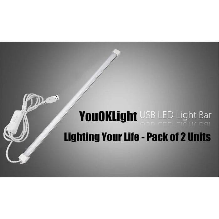 3W 18-LED USB LED Light Bar Magnet + Adhesive with Cable - Warm White - 7
