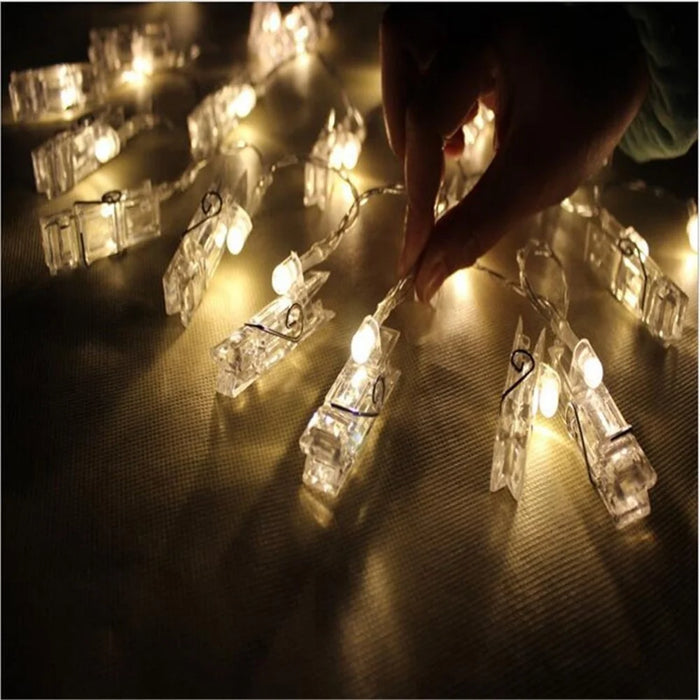 5 Meters 40 LED Photo Clip String Lights with Remote Control 8 Modes Choice Battery Operated Photo Clips - Warm White - 2