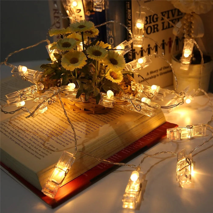 5 Meters 40 LED Photo Clip String Lights with Remote Control 8 Modes Choice Battery Operated Photo Clips - Warm White - 3