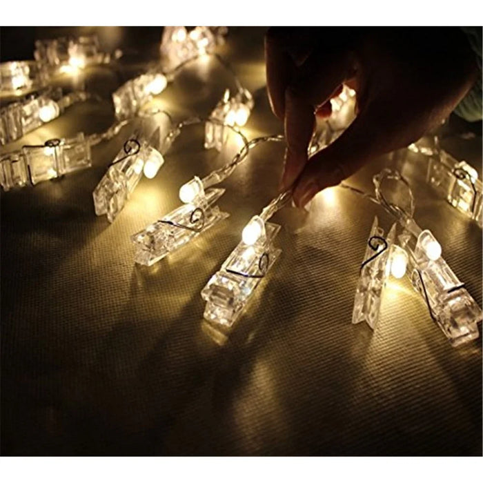 5 Meters 40 LED Photo Clip String Lights with Remote Control 8 Modes Choice Battery Operated Photo Clips - Warm White - 5