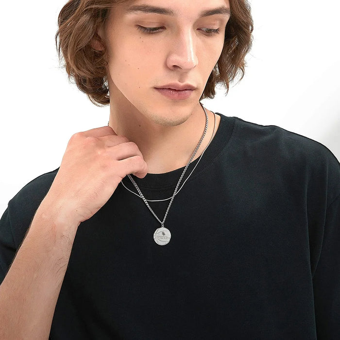 YISIXICI XL13140033 Zirconia Basketball Pendant Necklace S925 Silver Neck Jewelry (Dual Circle Chain) - Style A - 4