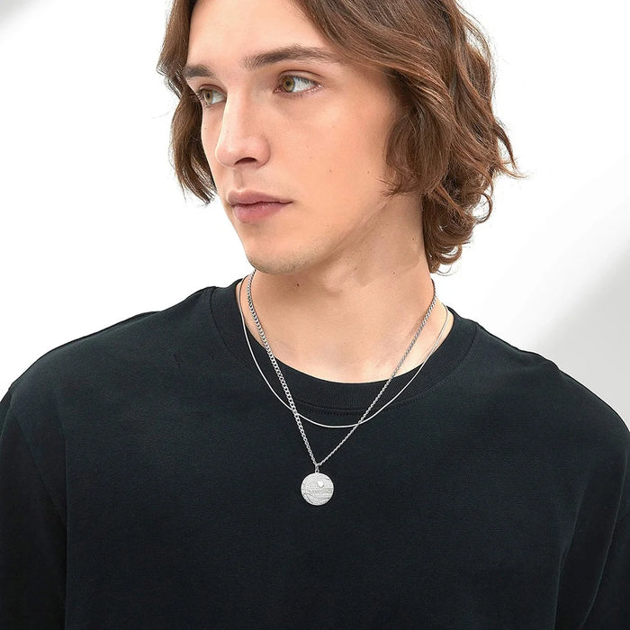 YISIXICI XL13140033 Zirconia Basketball Pendant Necklace S925 Silver Neck Jewelry (Dual Circle Chain) - Style A - 5