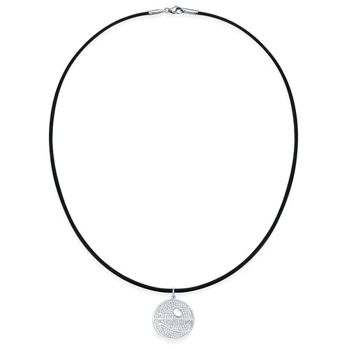 YISIXICI XL13140040 Zirconia Basketball Pendant Necklace S925 Silver Neck Jewelry with Cowhide Leather Rope - 1
