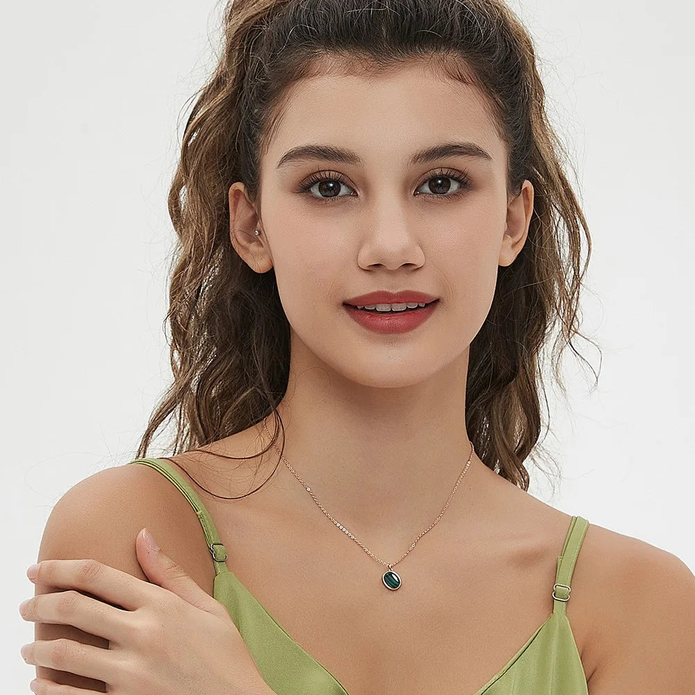 YISIXICI XL13140028 Malachite Pendant Necklace Neck Jewelry Birthday Gift - Green - 4