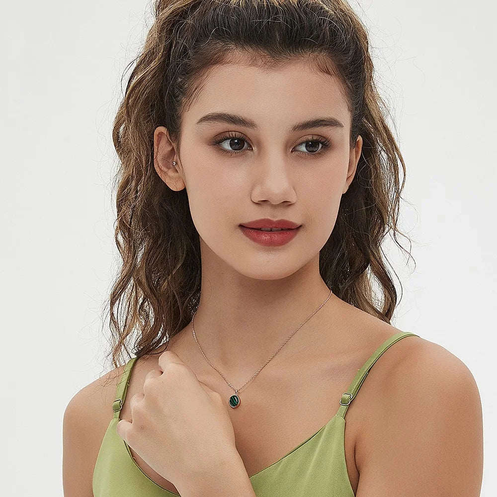 YISIXICI XL13140028 Malachite Pendant Necklace Neck Jewelry Birthday Gift - Green - 5