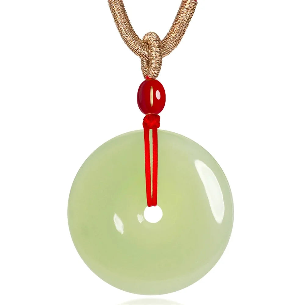 YISIXICI XL13140065 Nephrite Jade Pendant Necklace Lucky Charm Neck Jewelry Good Luck Birthday Gift - Red Rope - 1