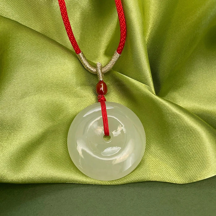 YISIXICI XL13140065 Nephrite Jade Pendant Necklace Lucky Charm Neck Jewelry Good Luck Birthday Gift - Red Rope - 2