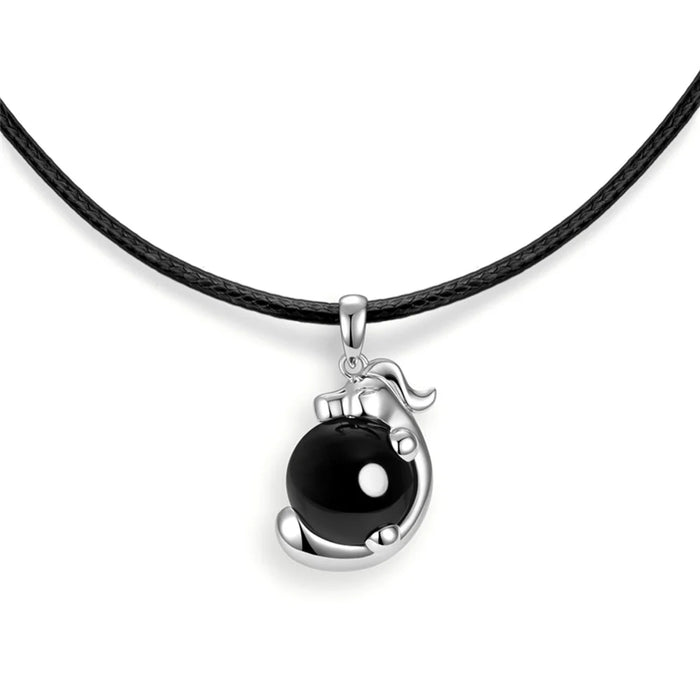YISIXICI XL13140060 Men's Black Agate Necklace Chinese Dragon Hug Pearl Neck Jewelry Birthday Gift - 1