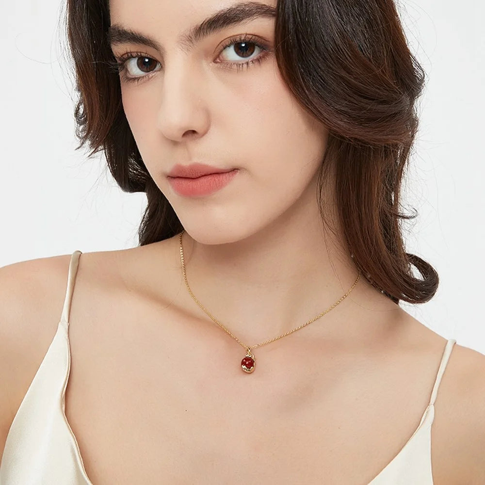YISIXICI XL13140056 Lucky Necklace Chinese Dragon Hug Pearl Neck Jewelry Women's Birthday Gift - Nephrite / Silver - 5