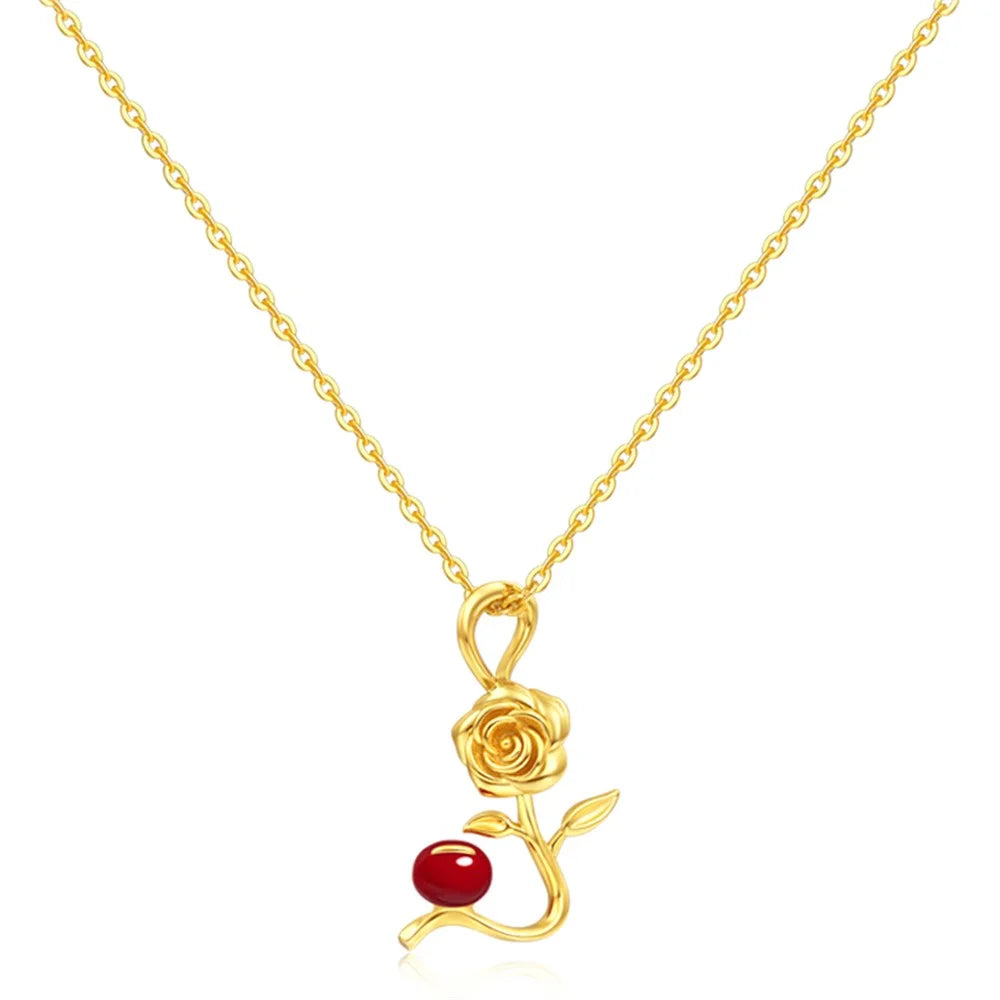 YISIXICI XL13140010 Women's Necklace Rose and Love Seed Enamel Neck Jewelry Birthday Gift - 1