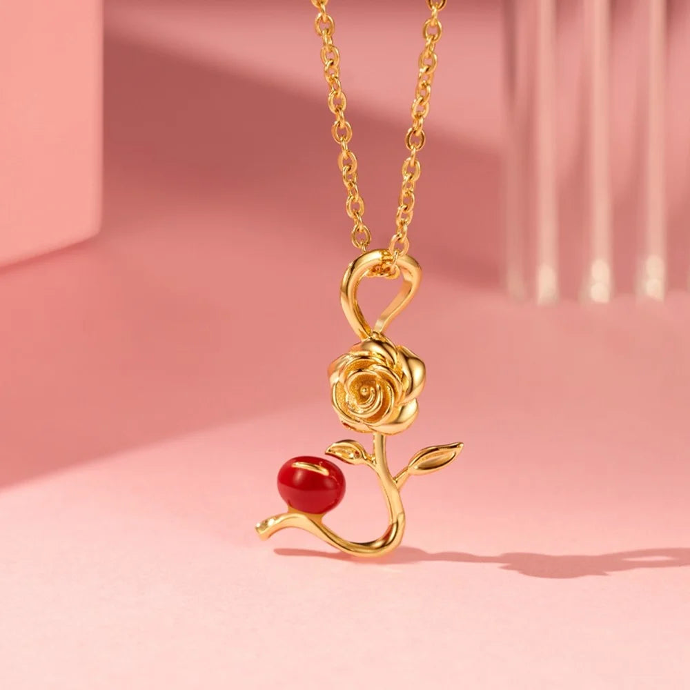 YISIXICI XL13140010 Women's Necklace Rose and Love Seed Enamel Neck Jewelry Birthday Gift - 3