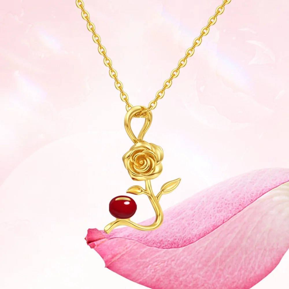 YISIXICI XL13140010 Women's Necklace Rose and Love Seed Enamel Neck Jewelry Birthday Gift - 4