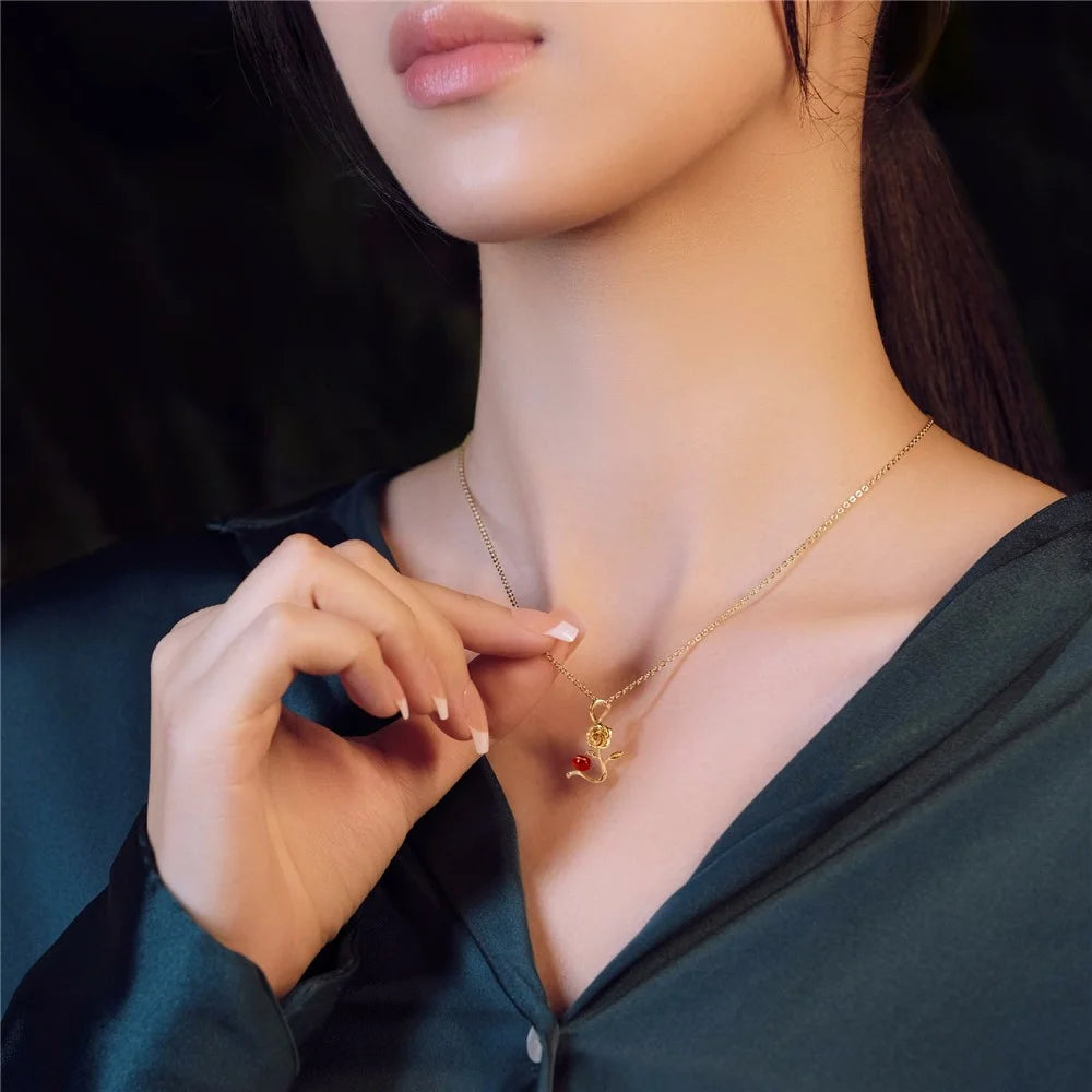 YISIXICI XL13140010 Women's Necklace Rose and Love Seed Enamel Neck Jewelry Birthday Gift - 6