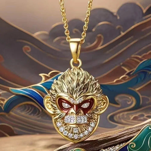 Wukong Necklace Electroplated Jewelry Copper Pendant Necklace Theme Gift - Style A - 1