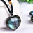 3-4cm Natural Labradorite Pendant Moonstone Love Heart Shape Necklace Gift - 4