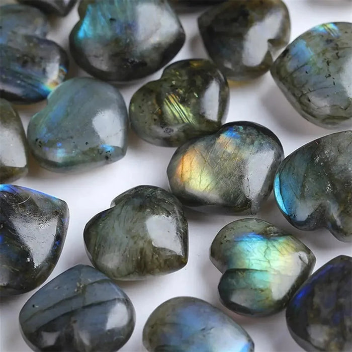 3-4cm Natural Labradorite Pendant Moonstone Love Heart Shape Necklace Gift - 6