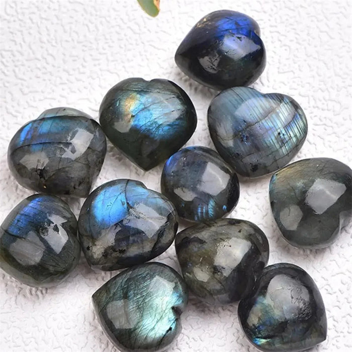 3-4cm Natural Labradorite Pendant Moonstone Love Heart Shape Necklace Gift - 7