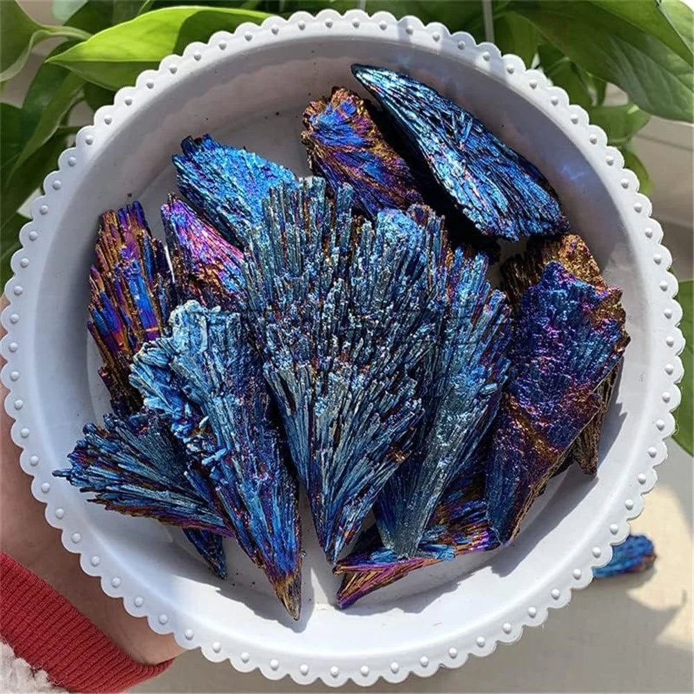 10Pcs / Pack Peacock Feather Style Natural Black Tourmaline Electroplated Colored Tourmaline Pendant, 6-9cm 20-30g - 6