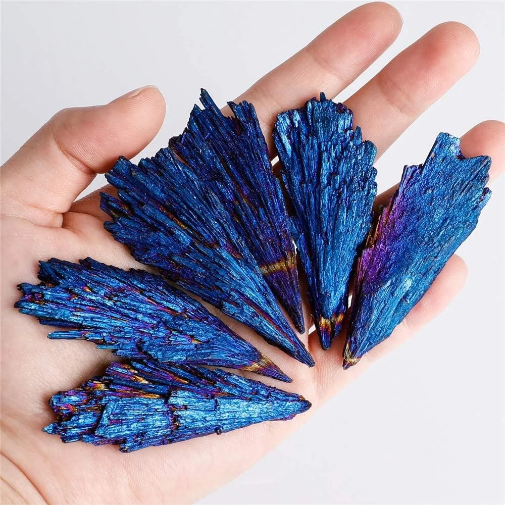 10Pcs / Pack Peacock Feather Style Natural Black Tourmaline Electroplated Colored Tourmaline Pendant, 3cm 5-10g - 4