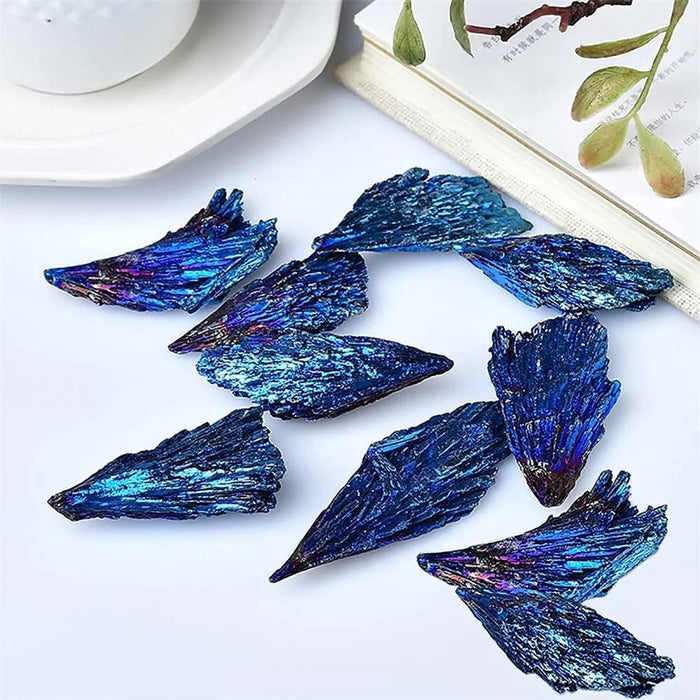 10Pcs / Pack Peacock Feather Style Natural Black Tourmaline Electroplated Colored Tourmaline Pendant, 4-6cm 10-20g - 5