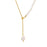 Luxury Titanium Steel Gold Plated Snake Chain Adjustable Freshwater Pearl Necklace Geometric Design Jewelry Gift - 2
