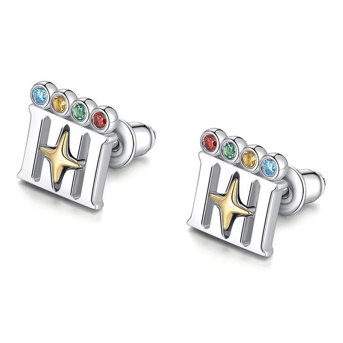 YISIXICI ED13140007 1 Pair Earrings Code Of Happiness Ear Decoration Jewelry Girls Birthday Gift - 1
