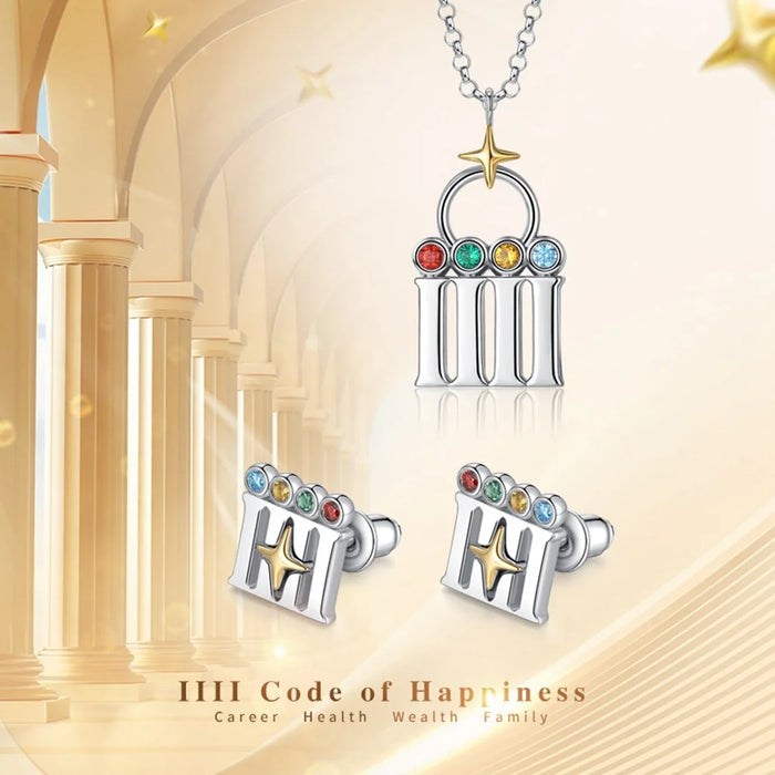 YISIXICI ED13140007 1 Pair Earrings Code Of Happiness Ear Decoration Jewelry Girls Birthday Gift - 3