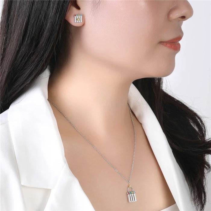 YISIXICI ED13140007 1 Pair Earrings Code Of Happiness Ear Decoration Jewelry Girls Birthday Gift - 4