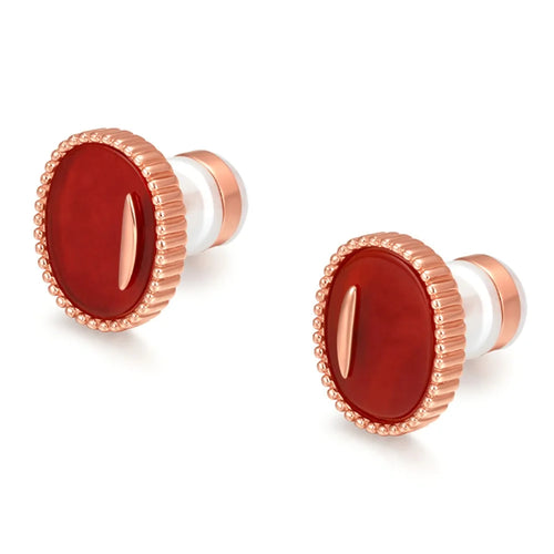 YISIXICI ED13140012 1 Pair Agate Earrings Women's Ear Decor Jewelry Birthday Gift - Red - 1