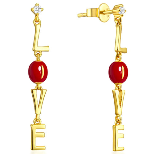 YISIXICI ED13140009 1 Pair ONLY LOVE Women's Earrings S925 Silver Dangle Chain Jewelry - 1