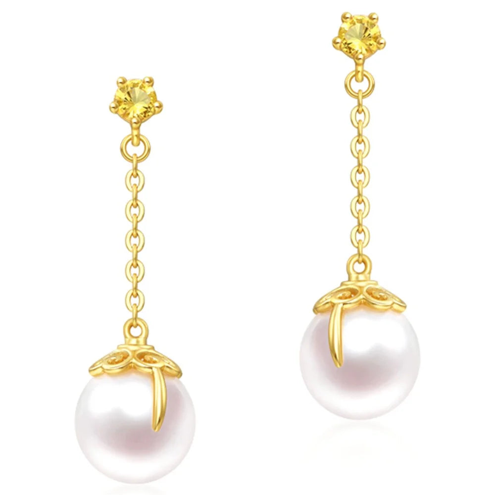 YISIXICI ED13140011 1 Pair Women's Pearl Earrings S925 Silver Dangle Chain Ear Jewelry - 1