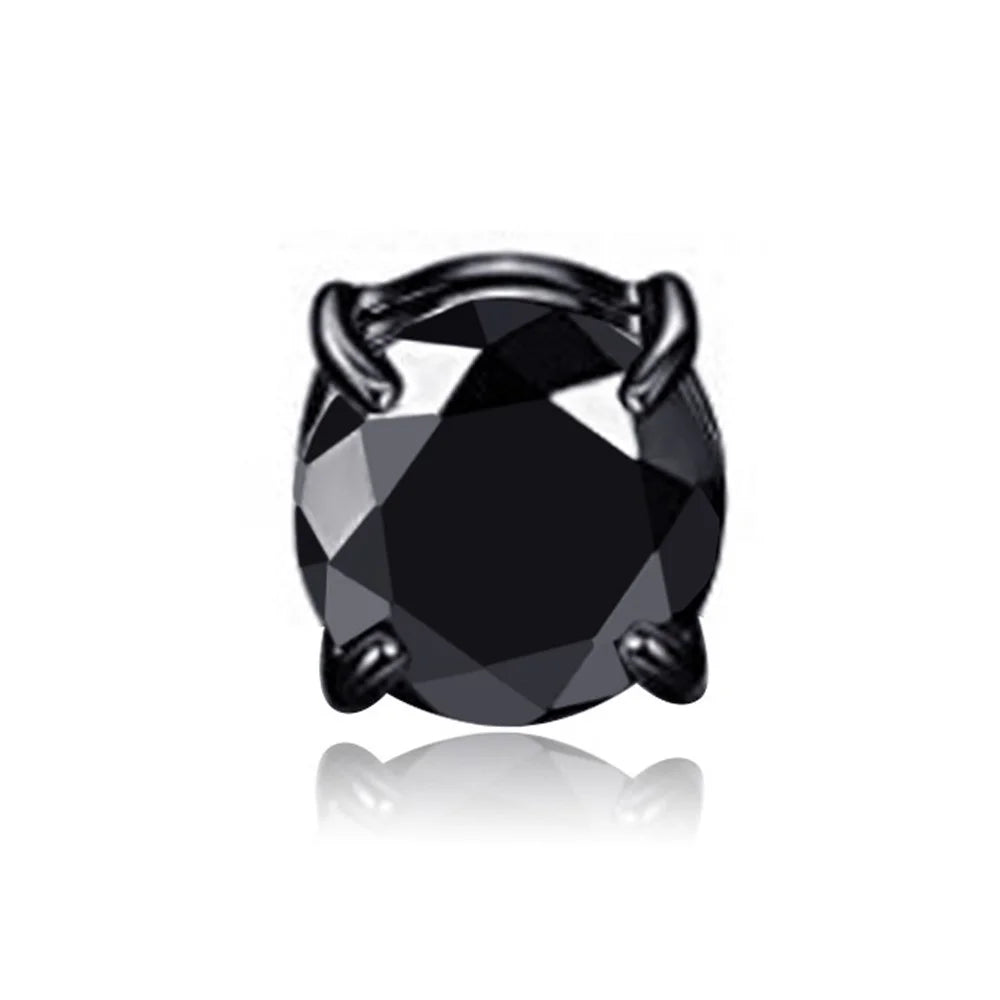 A00899 Magnetic Stainless Steel Zircon Stud 8mm Earring Non-piercing Earring Jewelry for Men and Women - Black / Black Diamond - 2