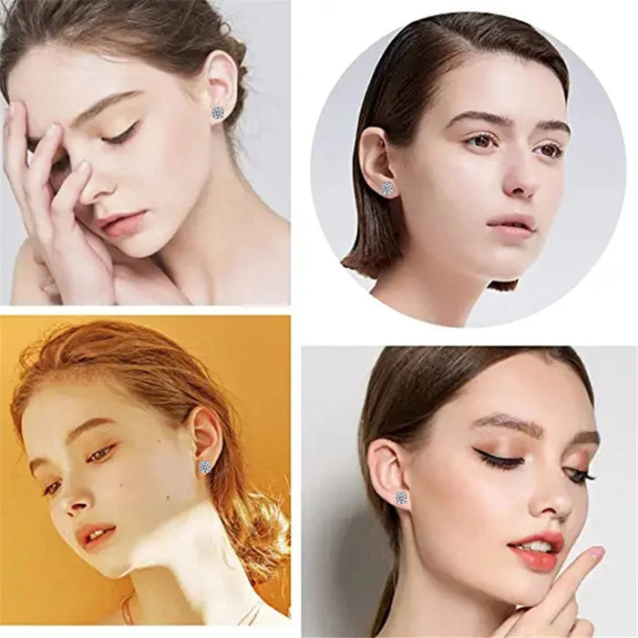 A00899 8mm Stud Earring Ear Decor Jewelry Magnet Non-piercing Magnetic Stud Eardrop Earring - Silver / White Diamond - 4