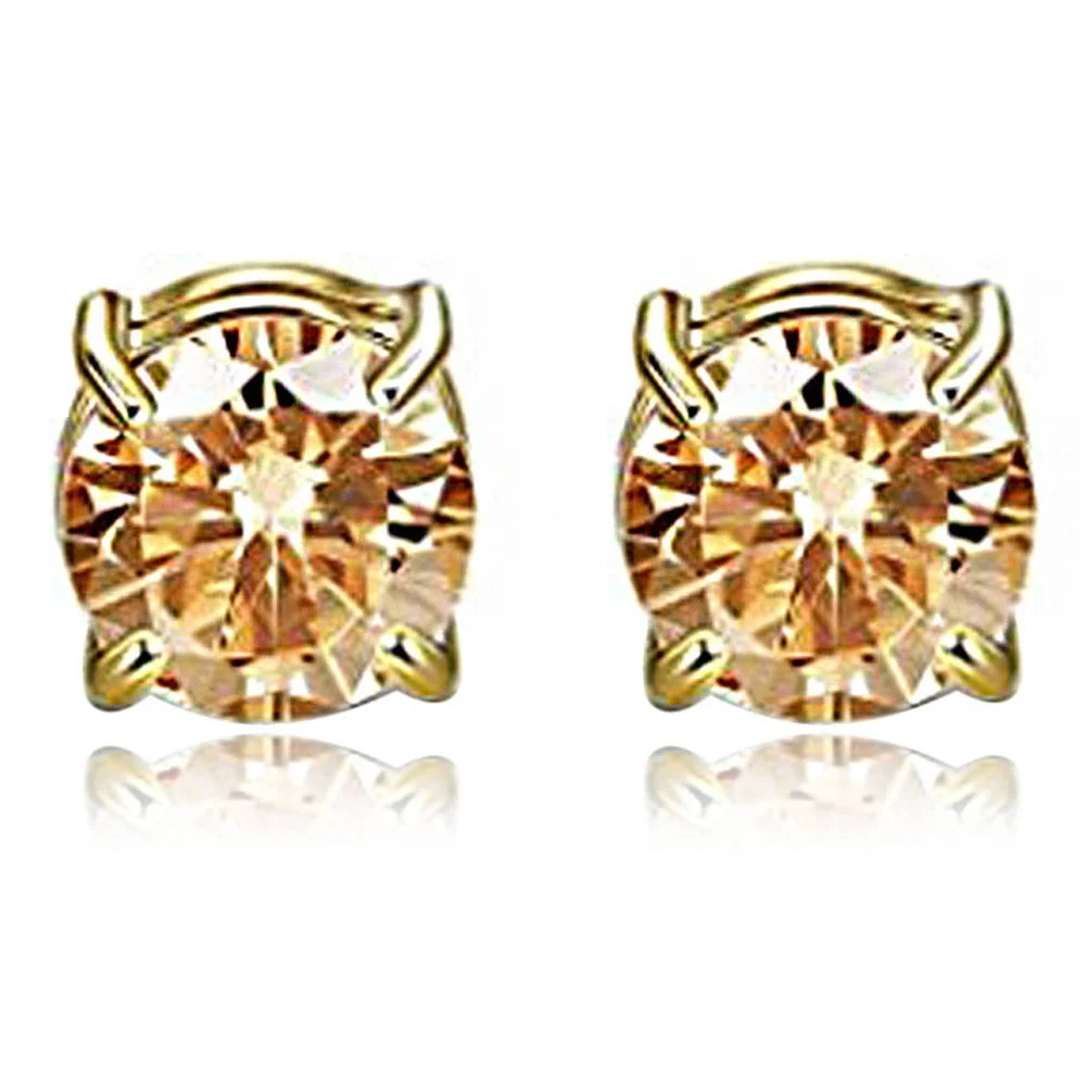 A00899 One Pair Non-piercing Magnetic 8mm Stud Earrings Stainless Steel Zircon Stud Eardrops Earrings Jewelry - Gold / Gold Diamond - 2