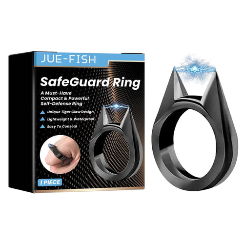 JUE-FISH JUB06-A044-1-BK1 Cat Ears Design Self Defense Finger Ring Window Breaker Outdoor Survival Tool - Black - 1
