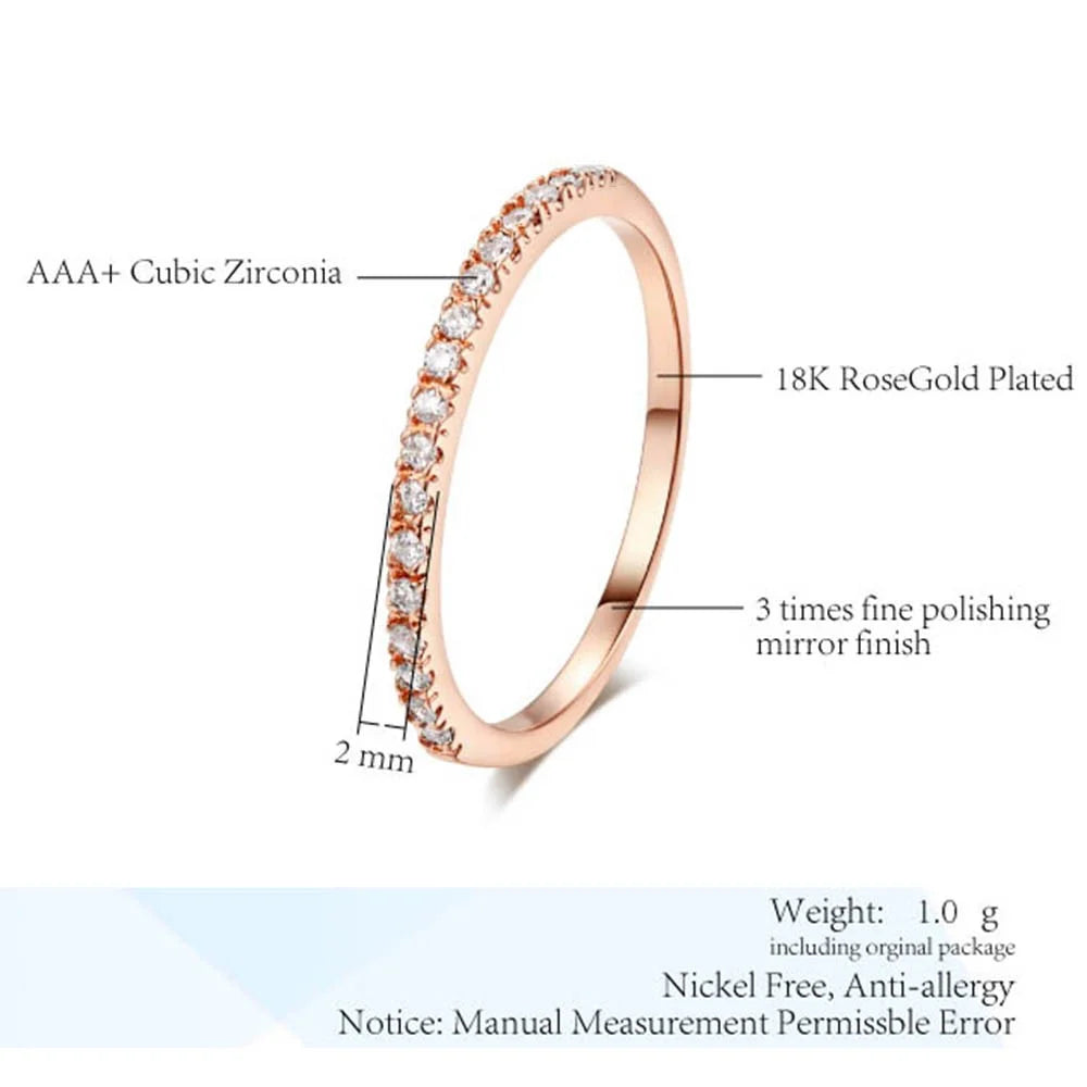JZX12 2Pcs Women Rings Set Electroplated Cubic Zirconia Stackable Rings Girls Wedding Rings - Size 6 / Rose Gold - 2