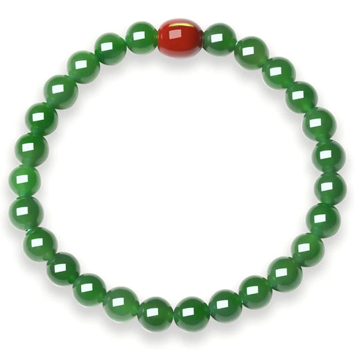 YISIXICI ZL13140001 Green Jade Bracelet Natural Beaded Wrist Jewelry Birthday Gift - M - 2